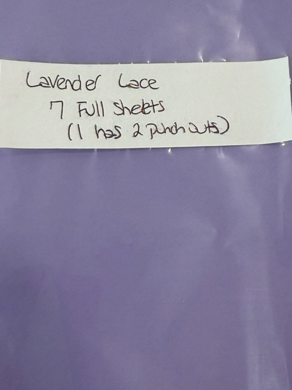 Lavender Lace Stampin' Up! Cardstock Paper 7 Full Sheets With Punch-Outs Scrapbo